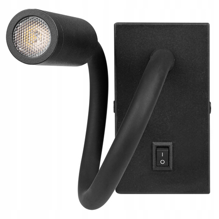 Nástěnná LED lampa Flexibilní nástěnná lampa na čtení LEO 3W 4000K Černá
