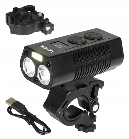 Svítilna LED Cyklistická svítilna Držák USB-C Světlo 10 režimů 750lm IP65 Funkce Powerbanka VAYOX