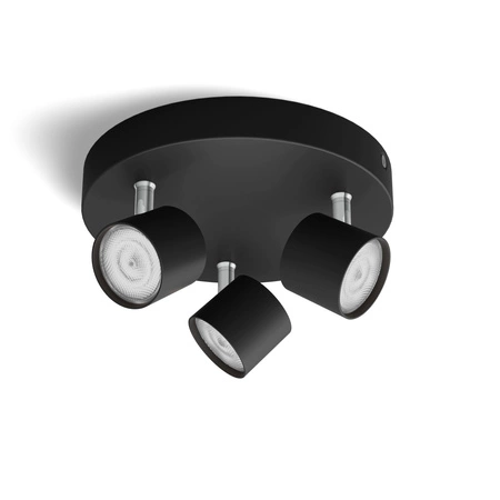 Stropní svítidlo LED STAR 3x 4,5W 2700K Stmívatelný reflektor Pohyblivé svítidlo černé PHILIPS