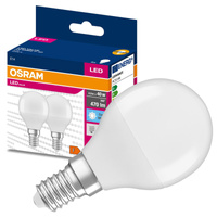 2x LED žárovka E14 P45 4.9W = 40W 470lm 4000K Neutrální bila 200° OSRAM HODNOTA