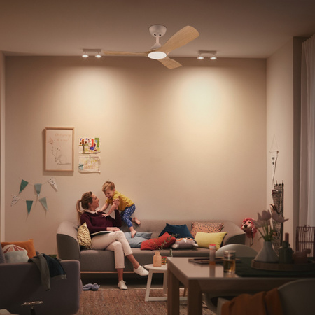 Stropní ventilátor 28W LED stropní svítidlo 24W 2650lm 3000/4300/6500K CCT Brown White + Pilot Olas Philips