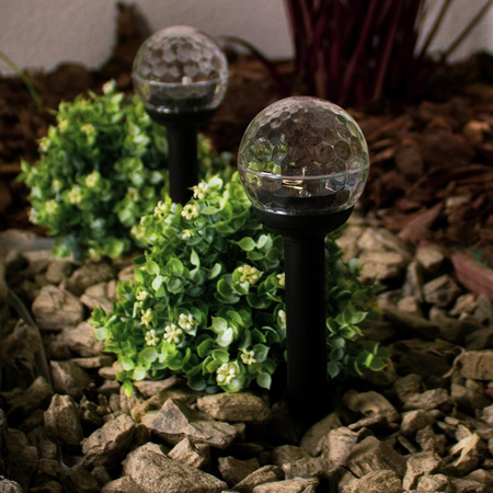 Solární zahradní lampa LED s hroty RGB IP44 soumrakový senzor 34 cm