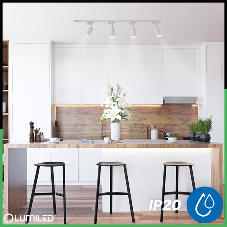 Sada přípojnic pro osvětlení 1m + 4x SAGI GU10 White Gold LUMILED reflektor na přípojnici