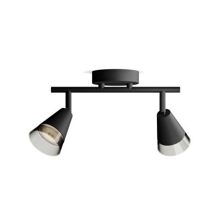 Stropní bodové svítidlo pro povrchovou montáž 2x GU10 Black Cleft Philips