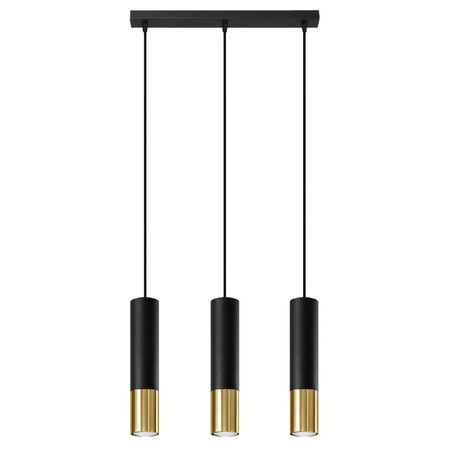 LOOPEZ 3L Závěsné stropní svítidlo 3xGU10 Elegantní černá a zlatá SOLLUX