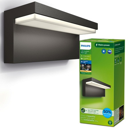 Zahradní nástěnná LED lampa BUSTAN 3,8W 2700K teplá IP44 antracit PHILIPS