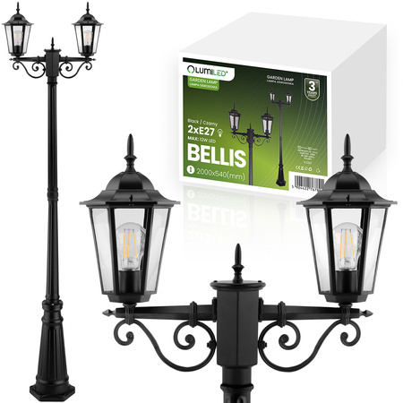 Venkovní zahradní lampa E27, LED sloupek lucerna 200cm BELLIS LUMILED