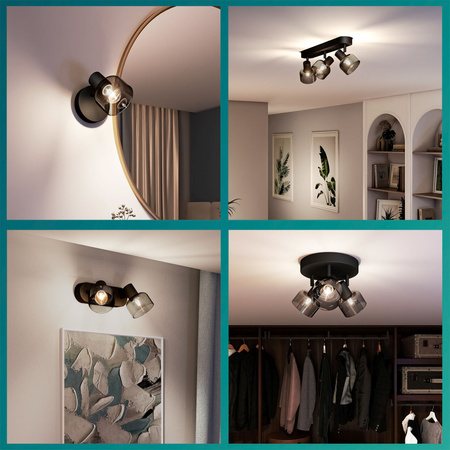 Reflektorové stropní svítidlo 4x E14 LED Black Sleet Philips