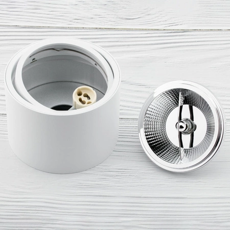 Povrchové Halogenové svítidlo, TUBA SPOT Kovová Bílá 10cm + LED GU10 ES111 15W COB 3000K LUMILED