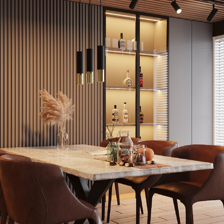 LED závěsné stropní svítidlo LOOPEZ 2xGU10 Black Gold SOLLUX