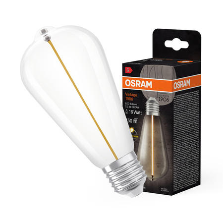 Dekorativní LED žárovka ST64 Sphere E27 2,2W = 16W 150lm 2700K Warm 320° Filament Vintage 1906 Osram