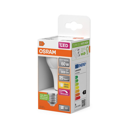 LED žárovka E27 A60 8.8W = 60W 806lm 2700K Teplá bílá 220° OSRAM SUPERSTAR Stmívatelné