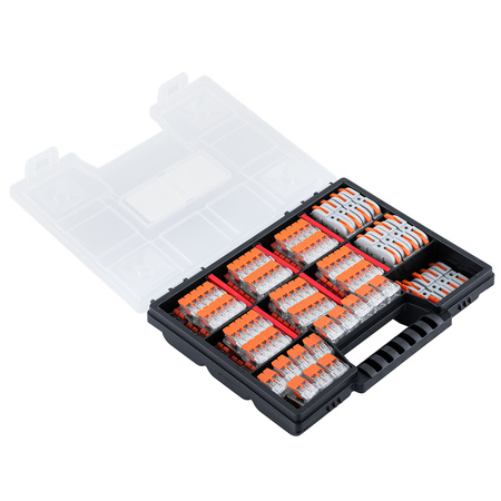Rychlé konektory Instalační sada konektorů Sada 100 kusů - 40x 2X4MM. 40x 5X4MM. 20x 1+1 + kufr s organizérem
