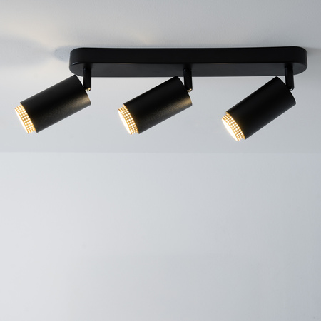 Stropní Lampa Reflektor LED 3x GU10 Trubice Spot ELIGIS Černá LUMILED