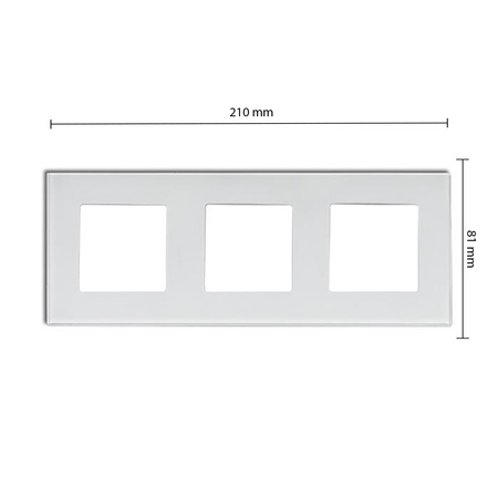 SKLENĚNÝ rámeček na zásuvku. bílý. trojitý