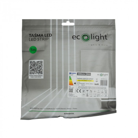 LED pásek SMD 2835 10,8W/m 500lm/m 60LED/m 24V 3000K teplá bílá IP63 Roll 5m Ecolight