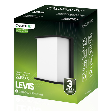 Zahradní nástěnná lampa 2x E27, obdélníková LEVIS LUMILED