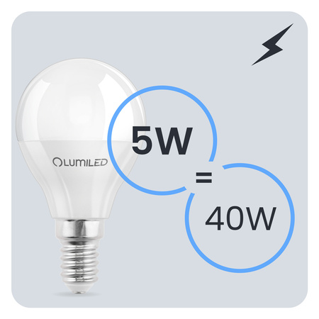 6x Žárovka LED E14, P40 5W = 40W 470lm 4000K Neutrální bílá 180° LUMILED