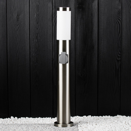 Venkovní zahradní lampa E27 SILVER SLOUP 65cm se zásuvkou 230V
