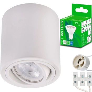 Přisazené HALOGENOVÉ hliníkové svítidlo bílá SPOT TUBE 10cm + LED GU10 5W 4000K Žárovka Bellalux