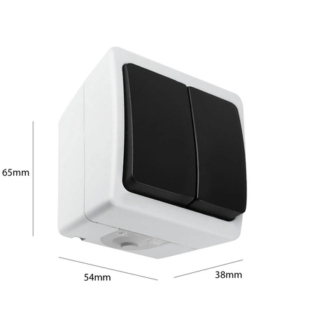 Hermetický spínač Spínač Dvojitý povrchový svícen AQUATIC MINI IP54 ORNO Bílá - Černá