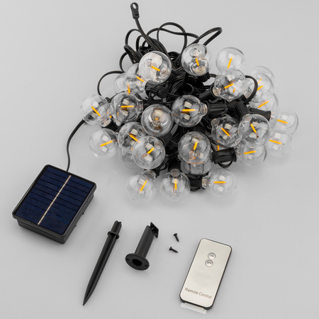 Solární zahrada Girland 30x LED okrasné koule 15,05 m 2700K teplá + dálkové ovládání CALLIS2 LUMILED