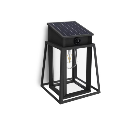 Zahradní nástěnná lampa Solární venkovní fasádní lampa LED 3,2 W 470 lm 4000K IP44 se senzorem pohybu a soumraku černá Lysin Ultra Efficient Philips