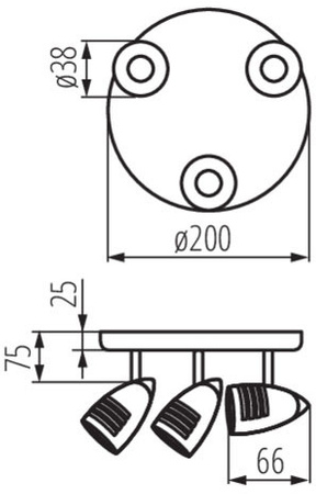 Stropní svítidlo MOLI 3x GU10 CHROM MAT Kanlux