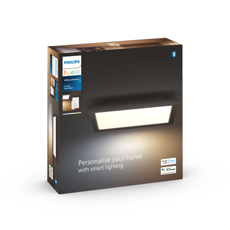 Povrchový LED panel Aurelle Black 19W CCT 30cm PHILIPS HUE Bluetooth + stmívač