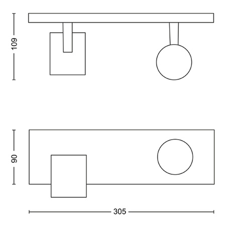 Stropní svítidlo LED RUNNER 2x GU10 Reflektor pohyblivé svítidlo černé PHILIPS