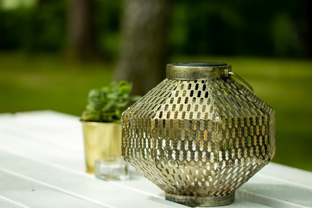 LED solární lampa Lucerna zahradní vlákno LANTERN závěsná kovová měď