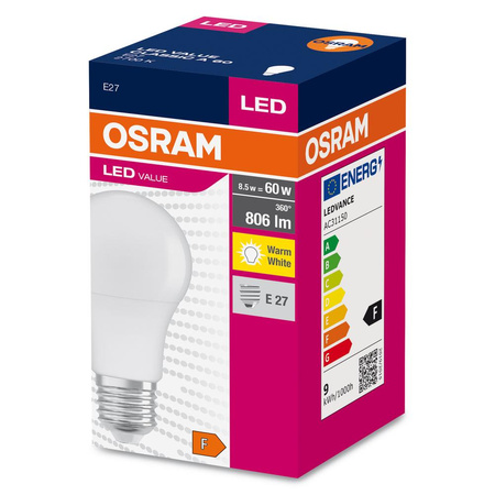 LED žárovka E27 A60 8.5W = 60W 806lm 2700K Teplá bílá 200° OSRAM