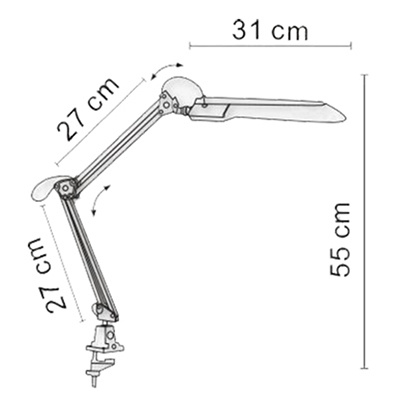 Stolní lampa LED na kreslení 7W 480lm 4500K 120° černá s držákem