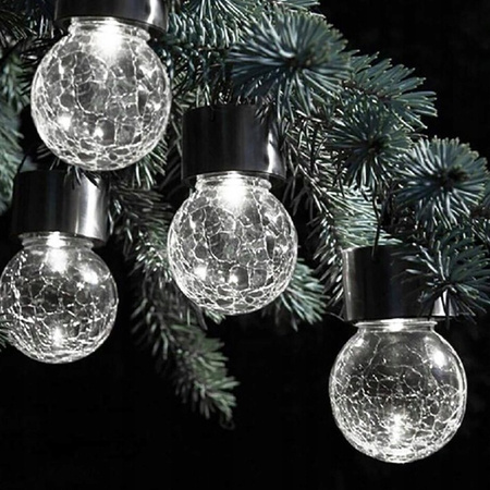 Solární LED zahradní koule RGB visící skleněný efekt Prasklá skleněná lampa