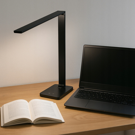 LED noční stolní lampa 7W 2700K-6000K CCT USB stmívatelná dotyková QI nabíječka