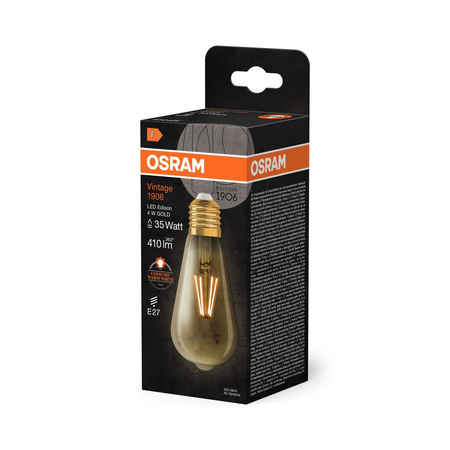 LED žárovka E27 ST64 4W = 35W 410lm 2400K teplá bílá 300° Filament OSRAM Vintage 1906