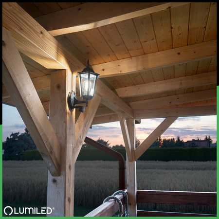 Zahradní nástěnná lampa snímač pohybu, E27 lucerna Černá BELLIS LUMILED