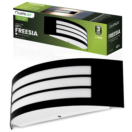 Zahradní nástěnná lampa E27, IP44 Černá FREESIA LUMILED