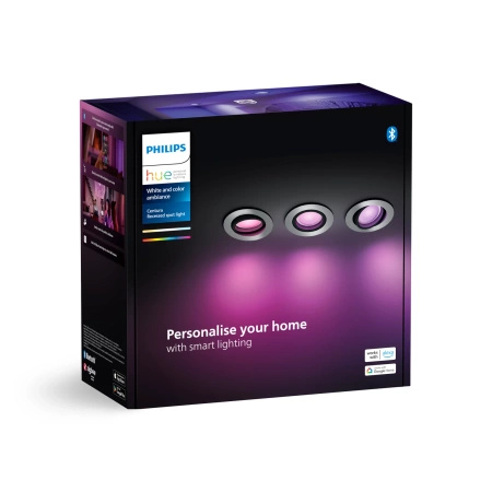 3x LED svítidlo pro zapuštěnou montáž 4,2 W 400 lm IP20 Bílá a Color Ambiance RGB + TW Aluminium Smart SMART Zigbee Bluetooth Centura Philips HUE