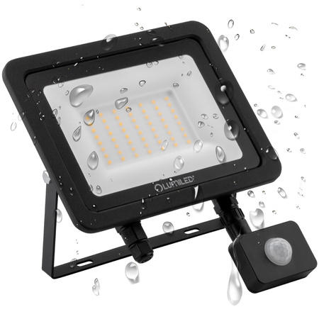 LED Reflektor snímač pohybu 50W, 5500lm 4000K IP65 Černá ZUME ALS LUMILED
