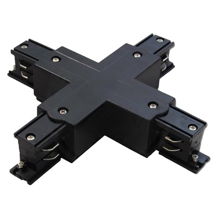 Čtyřnásobný křížový konektor pro třífázové přípojnice. černý