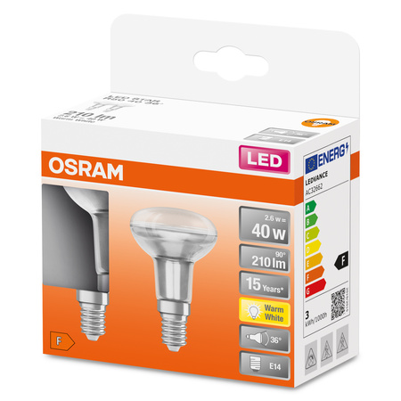 2x LED žárovka E14 R50 2.6W = 40W 210lm 2700K Teplá bílá 36° OSRAM STAR