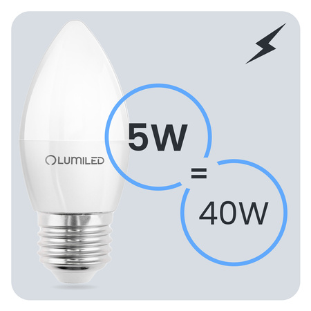 6x Žárovka LED E27, B35 5W = 40W 470lm 4000K Neutrální bílá 180° LUMILED