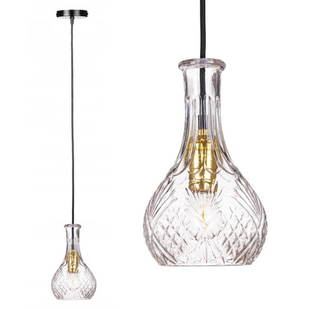 Transparentní stropní závěsné svítidlo GLASS Podlouhlý závěs pro LED E27 Crystal