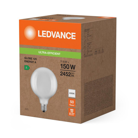 LED žárovka Sphere E27 G125 11,6W = 150W 2452lm 4000K Neutral 330° Ledvance