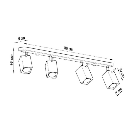 MERIDA stropní svítidlo 4xGU10 Reflektor Halogenové svítidlo Pohyblivé 80cm Bílé SOLLUX