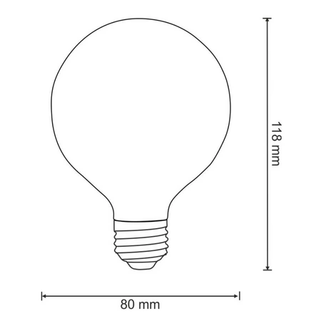 LED žárovka E27 G80 7W = 60W 810lm 3000K Teplá bílá 360° vlákno GOLDLUX (Polux)