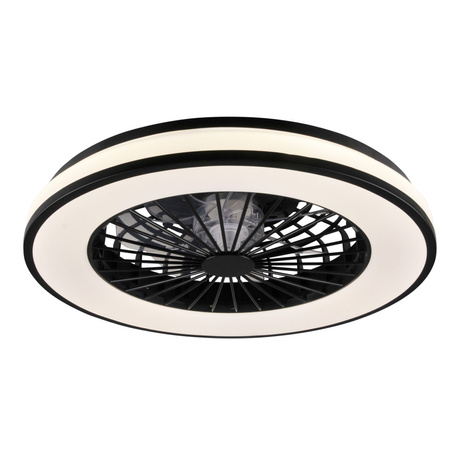Stropní svítidlo LED Plafond s ventilátorem 48W 5300lm CCT 120° bílá černá stmívatelná Kenya Sanico Goldlux