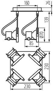 SONDA 4x GU10 CHROME MAT Svítidlo pro stropní svítidlo Kanlux