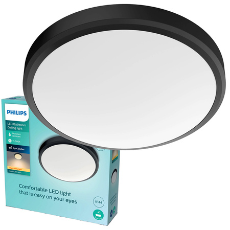 Plafond LED lampa pro povrchovou montáž DORIS 17W 2700K IP44 31cm černá PHILIPS